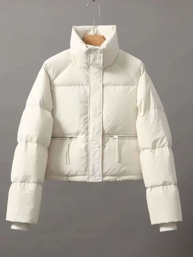 Veste pour femme nouvelle version coréenne col montant veste courte en coton rembourré épaississement parkas chaudes vestes d'hiver pour femmes manteau