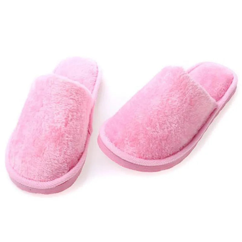 Women Home Slippers Autumn Winter Warm Furry Plush Shoes Indoor Bedroom Light EVA Couple Cotton Slipper Solid Soft Flip Flops