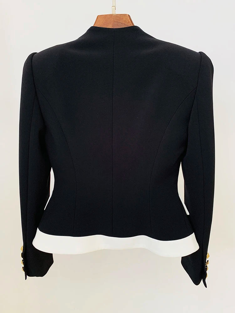 HIGH STREET  Veste de créateur pour femme Blazer à bouton unique à blocs de couleurs