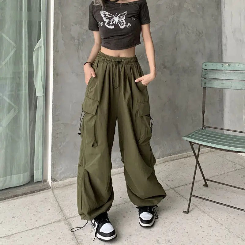 Retro work casual pants for women's summer versatile straight tube drape leggings loose wide leg pants