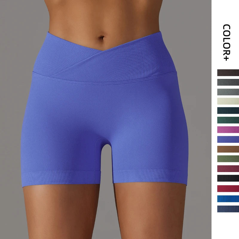 Seamless Yogo Shorts Women High Waist Cotton Sport Short Fashion Butt Lift Stretch Fitness Workout Jogging Solid Shorts