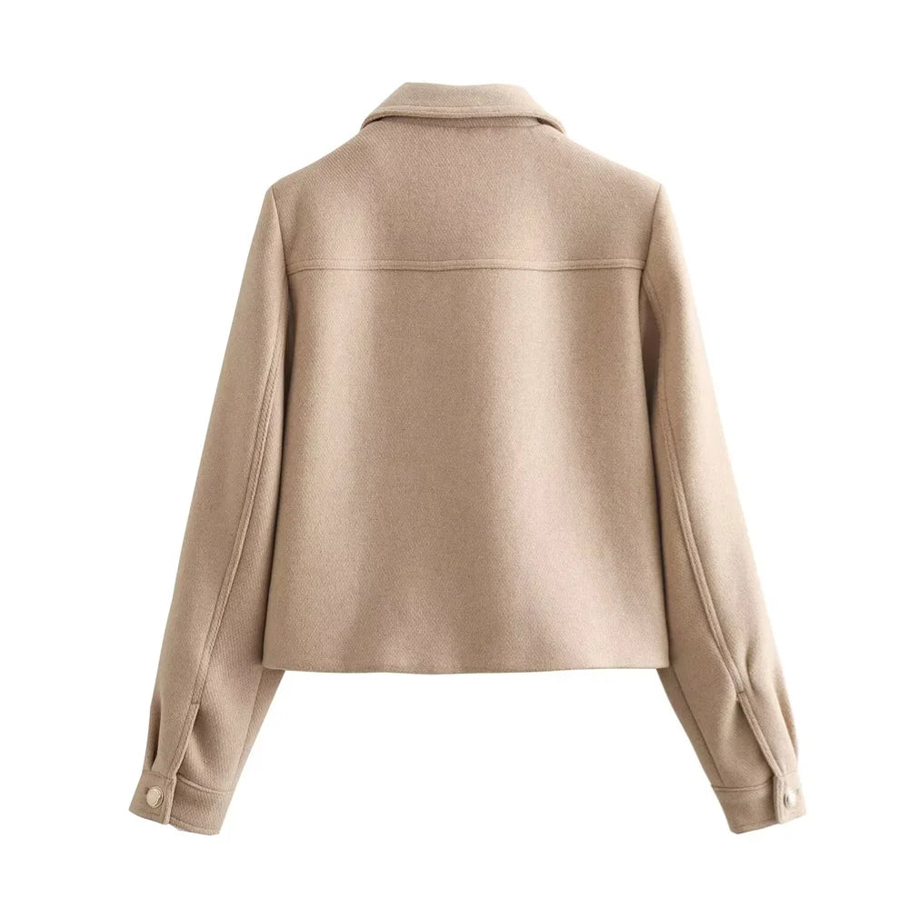 Nouveau Produit Mode Féminine et Décontracté Polyvalent Ample Col Polo Manches Longues Manteau De Costume Court