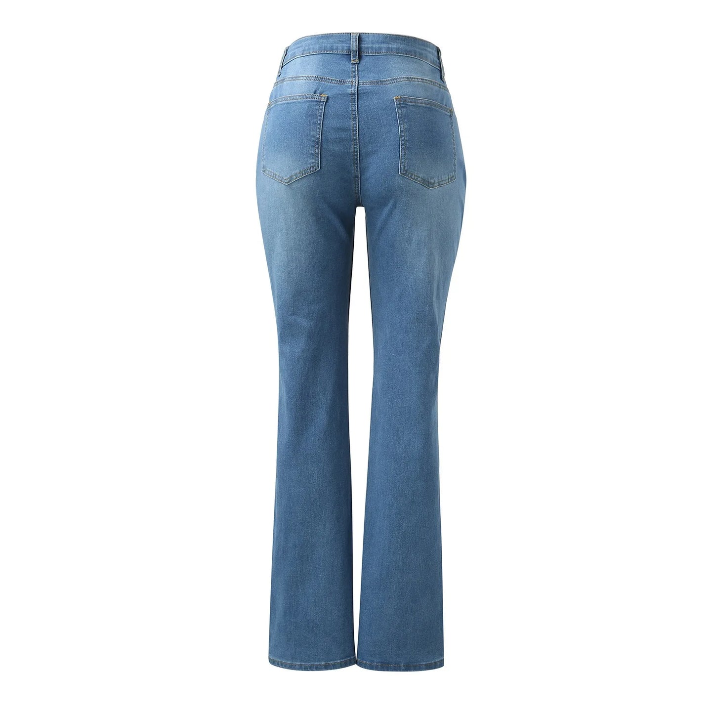 Jean évasé vintage taille haute pour femme, pantalon skinny décontracté à taille moyenne, poches, jean classique en denim, pantalon évasé