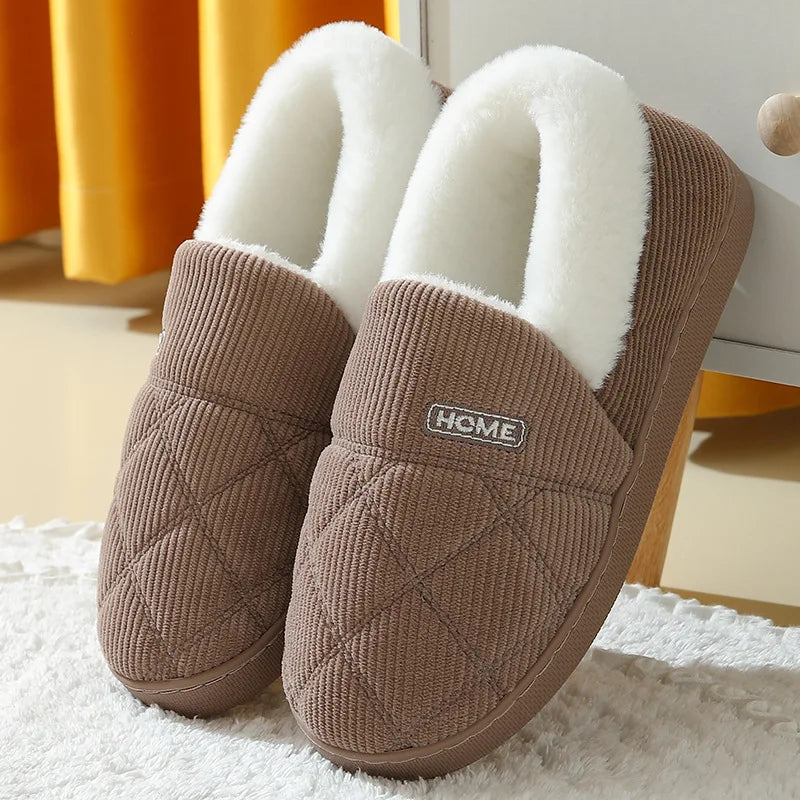 Eyriphy Women Plush Lining Slippers Corduroy Indoor Bedroom Slides Memory Foam Fluffy Fuzzy Warm Slippers Female Casual Shoes