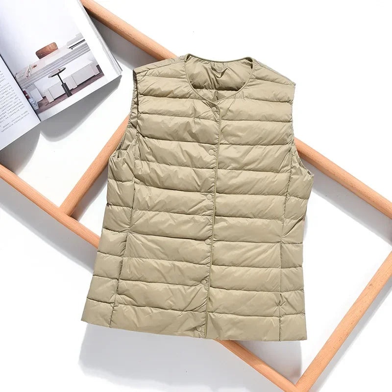 Nouveau Printemps Automne À La Mode Vêtements D'extérieur Chauds Gilets Légers Femmes Gilet Portable Chaud Sans Manches Doublure Décontracté