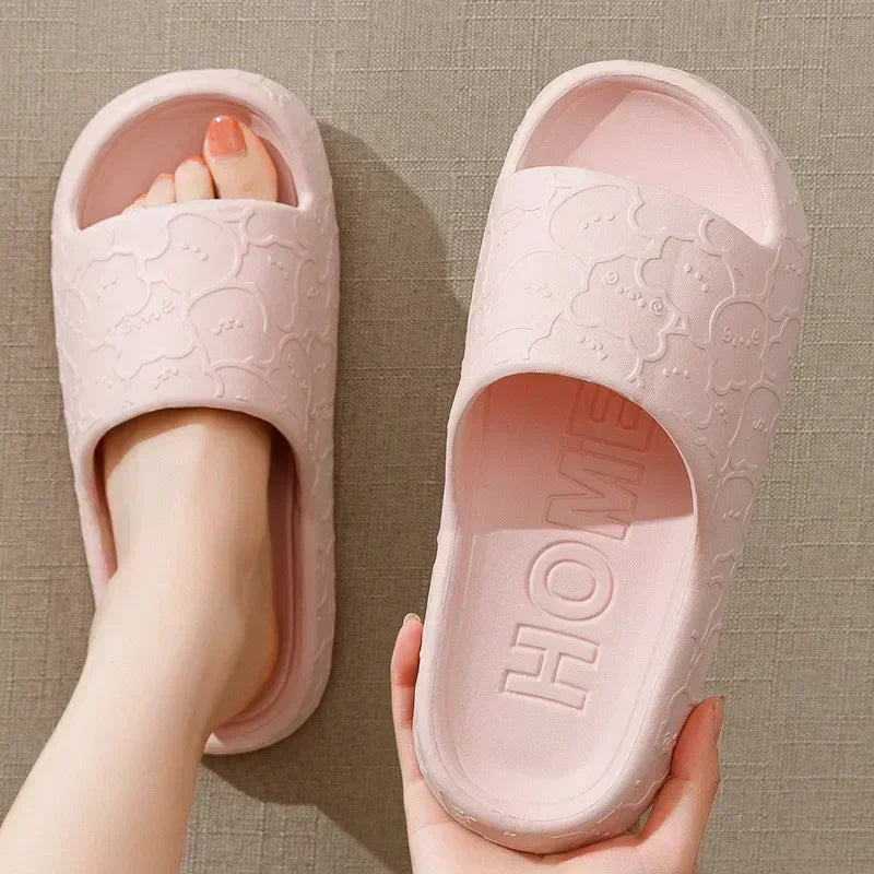 Women Soft Sole House Slippers 2024 Summer Beach Thick Platform Slipper Sandals Women Korean Eva Slippers Couple Home Flip Flop