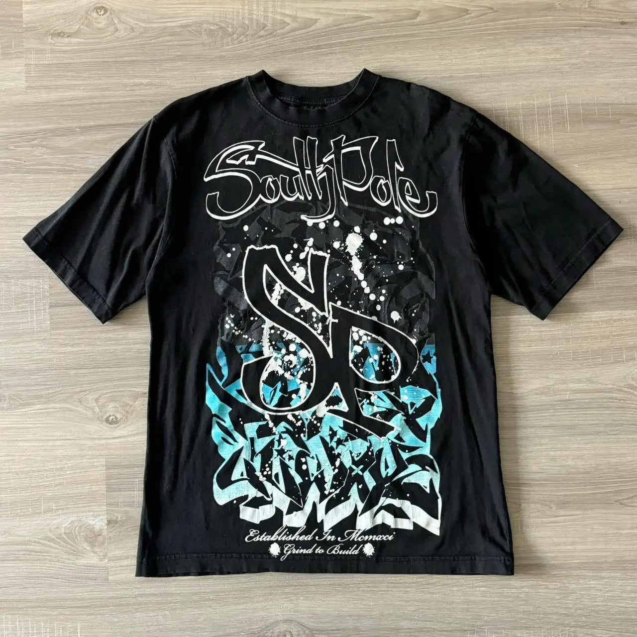 T-shirt vintage du pôle Sud des années 2000 avec logo tête de mort noire, style grunge skate Y2K, pour homme, style hip-hop gothique, mode de rue, grande taille