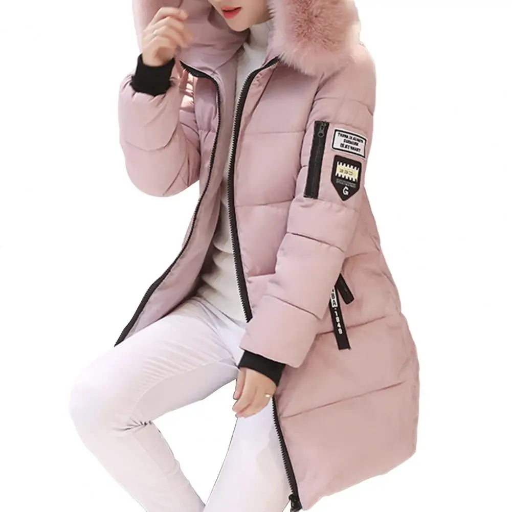 Manteau en coton à capuche pour femme Manteau d'hiver à capuche Manteau d'hiver en coton élégant pour femme Épais Coupe-vent Chaud avec capuche Poches zippées