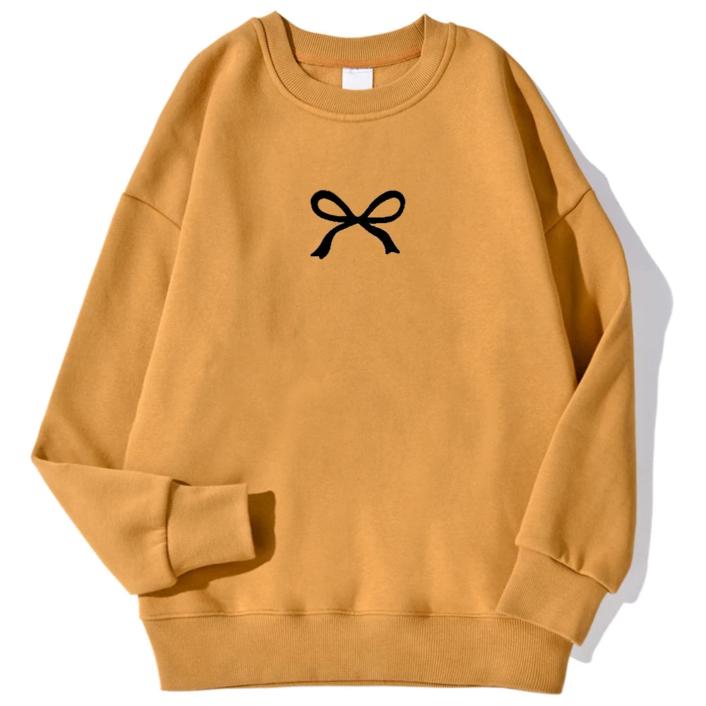 Sweat-shirts décontractés pour femmes Kawaii Bow imprimés graphiques pull confortable chaud surdimensionné sweat à capuche automne polaire doux vêtements féminins