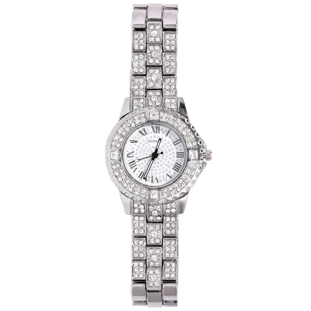 Montres à la mode entièrement glacées pour hommes et femmes, montre carrée en acier inoxydable, strass de luxe, montre à quartz carrée, cadeau de fête Hip Hop