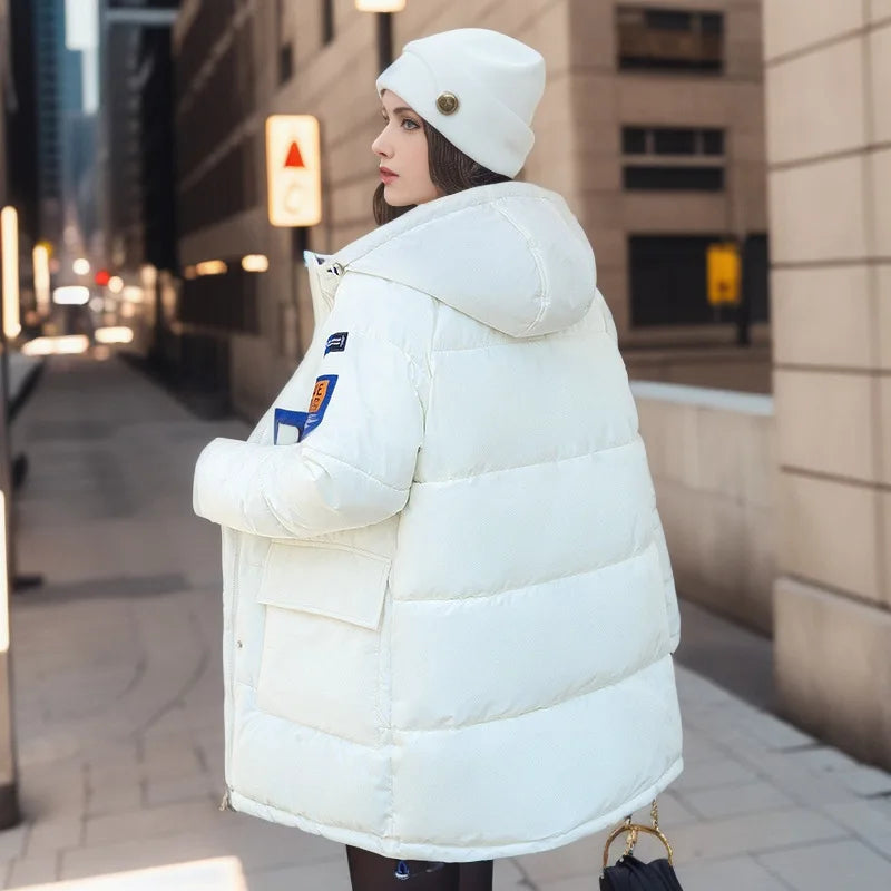 Veste parka en coton à double face pour femme, veste longue rembourrée , version coréenne de la veste parka ample BF