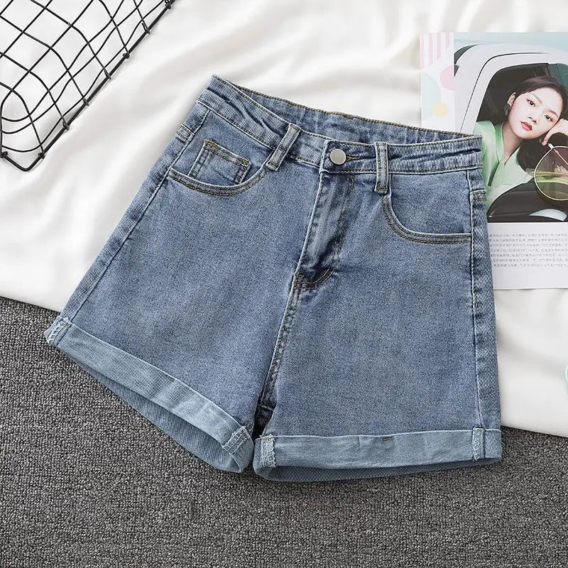 ITOOLIN Summer Women Casual Denim Shorts With Pocket Button Up High Waist A-line Jean Shorts Loose Women Office Trousers 2024