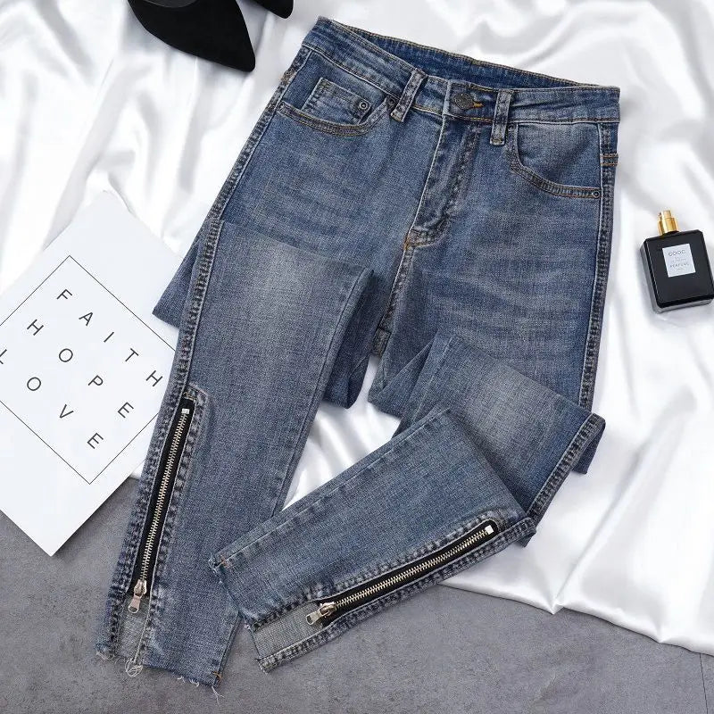 Korean Design High Waist Pencil Jeans Women Skinny Vintage Stretch Denim Pants Casual Streetwear Ankle Length Slim Kot Pantolon