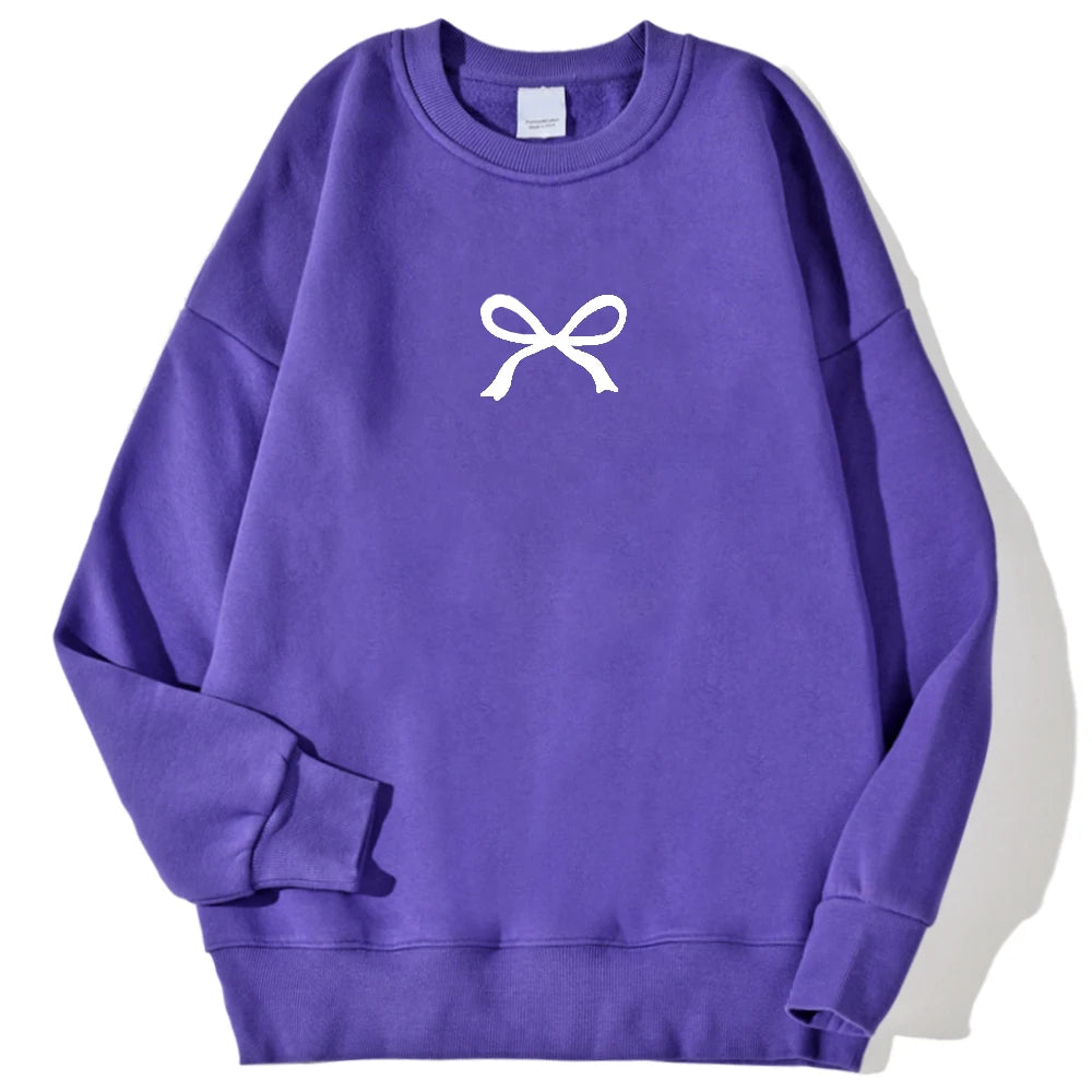 Sweat-shirts décontractés pour femmes Kawaii Bow imprimés graphiques pull confortable chaud surdimensionné sweat à capuche automne polaire doux vêtements féminins