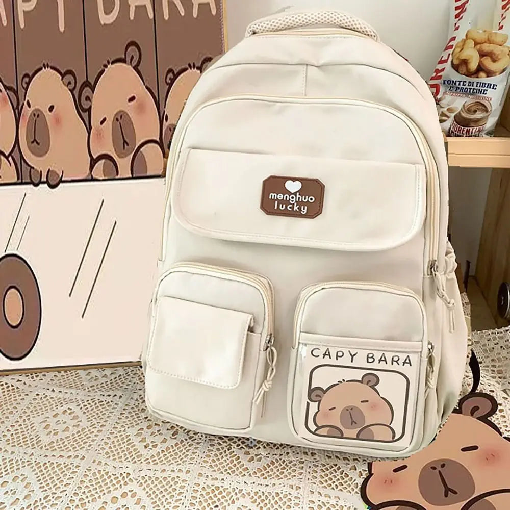 Sac d'école mignon Capybara grande capacité sangle réglable sac à dos polyvalent sac d'ordinateur étanche étudiant