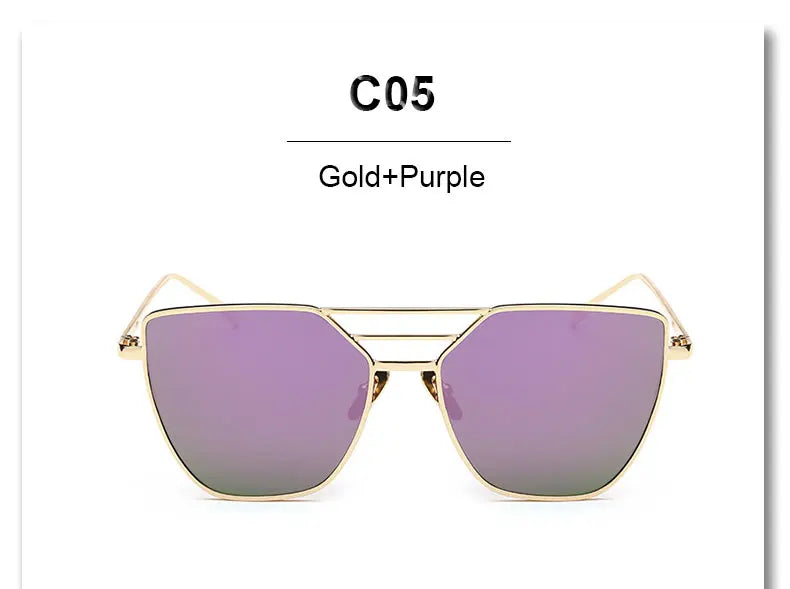 Flat Top Rose Gold Pink Sunlgasses Brand Designer 2023 Women Men mirror fashion Cool Oculos De Sol feminino