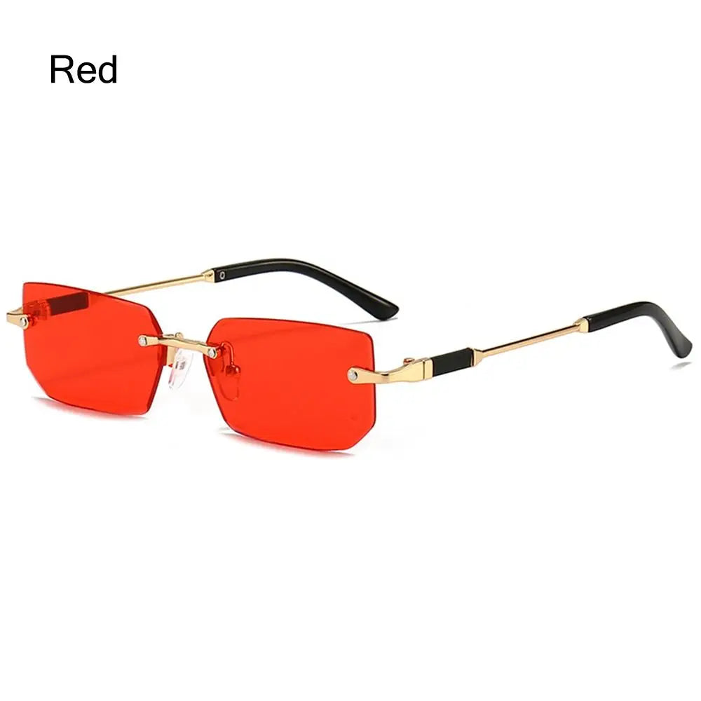 Lunettes de soleil rectangulaires sans monture avec protection UV400 Y2K pour femmes et hommes