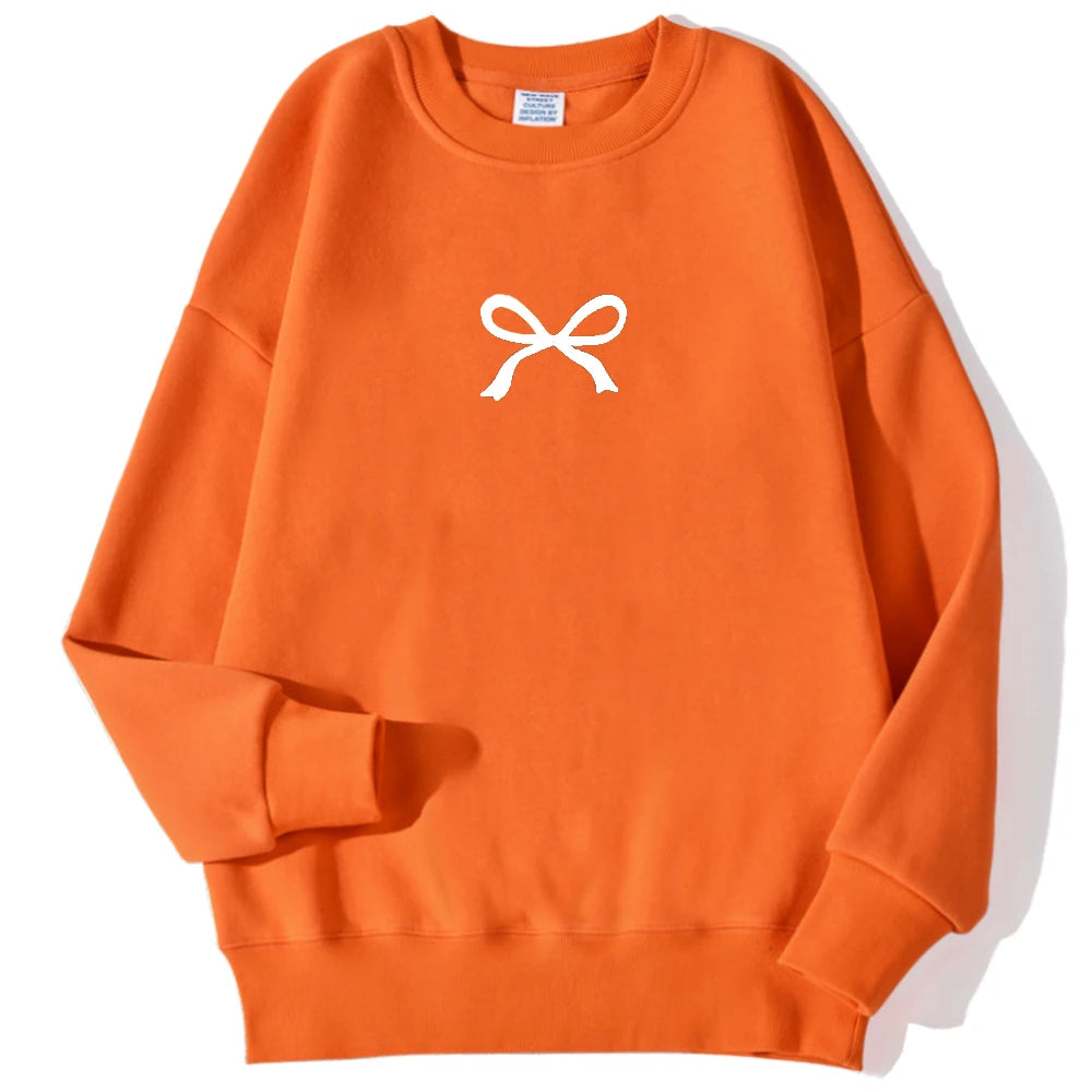 Sweat-shirts décontractés pour femmes Kawaii Bow imprimés graphiques pull confortable chaud surdimensionné sweat à capuche automne polaire doux vêtements féminins