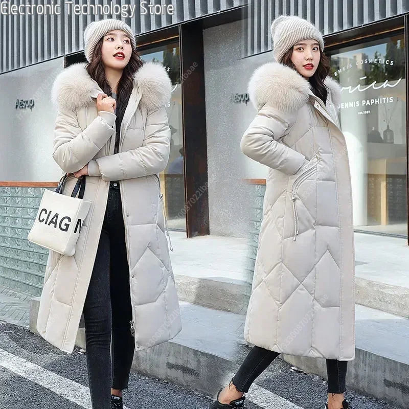 Nouveau Manteau De Neige Parkas Veste D'hiver Femmes À Capuche Col De Fourrure Parka Épais Chaud Femmes Vestes Étudiant Manteaux Femmes Vêtements