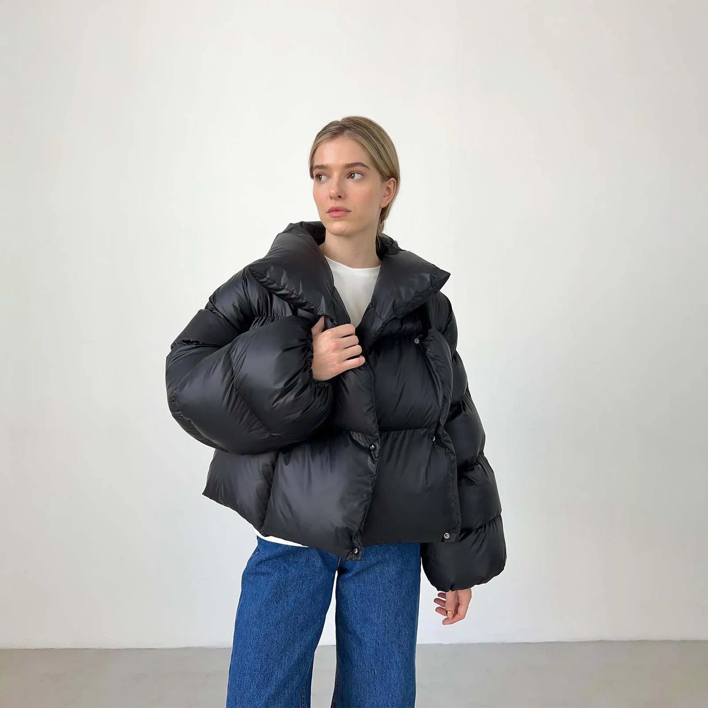 Veste matelassée d'hiver pour femme, parka épaisse et chaude, veste courte à capuche, en coton solide, rembourrée, vêtements d'extérieur