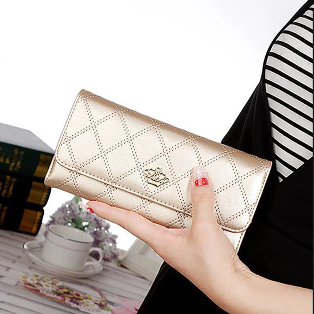 Wallets For Women Cute Pink Pocket Womens Wallets Purses Plaid Pu Leather Long Wallet Hasp Phone Bag Money Coin Pocket Bag