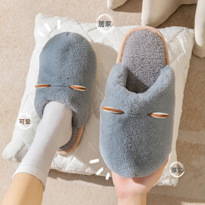 Chaussons en coton pour femmes en hiver, semelles souples et épaisses pour l'intérieur, antidérapants et chaussures en coton peluche pour hommes en hiver