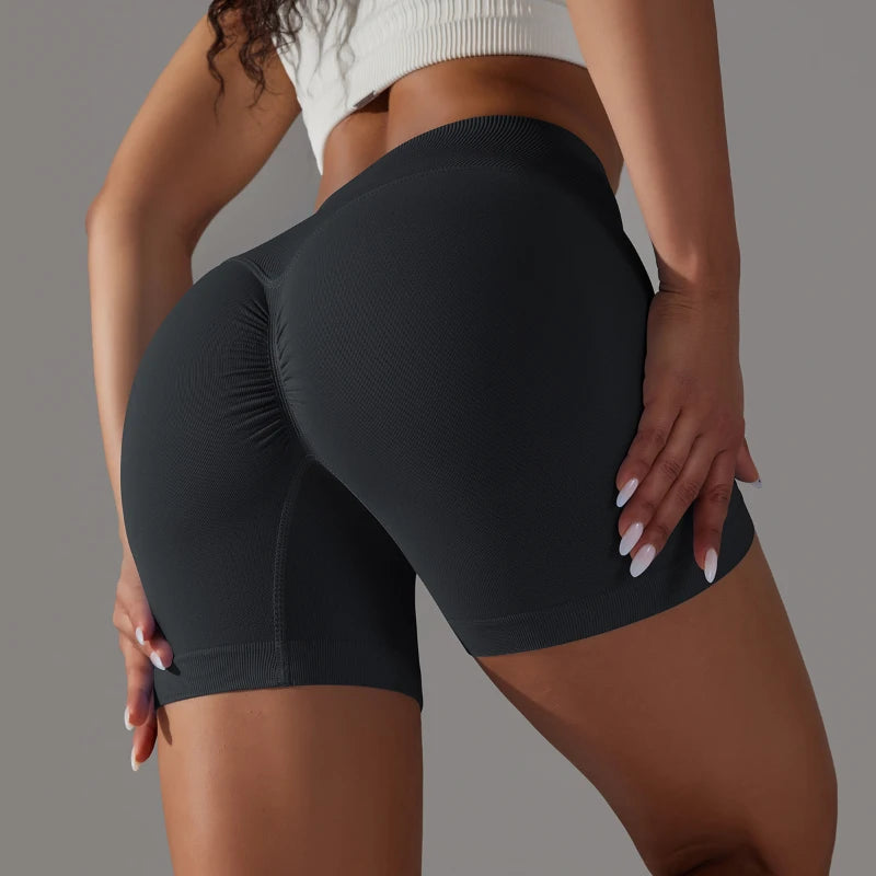 Seamless Yogo Shorts Women High Waist Cotton Sport Short Fashion Butt Lift Stretch Fitness Workout Jogging Solid Shorts