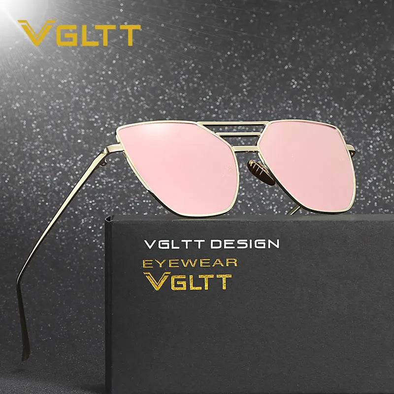 Flat Top Rose Gold Pink Sunlgasses Brand Designer 2023 Women Men mirror fashion Cool Oculos De Sol feminino