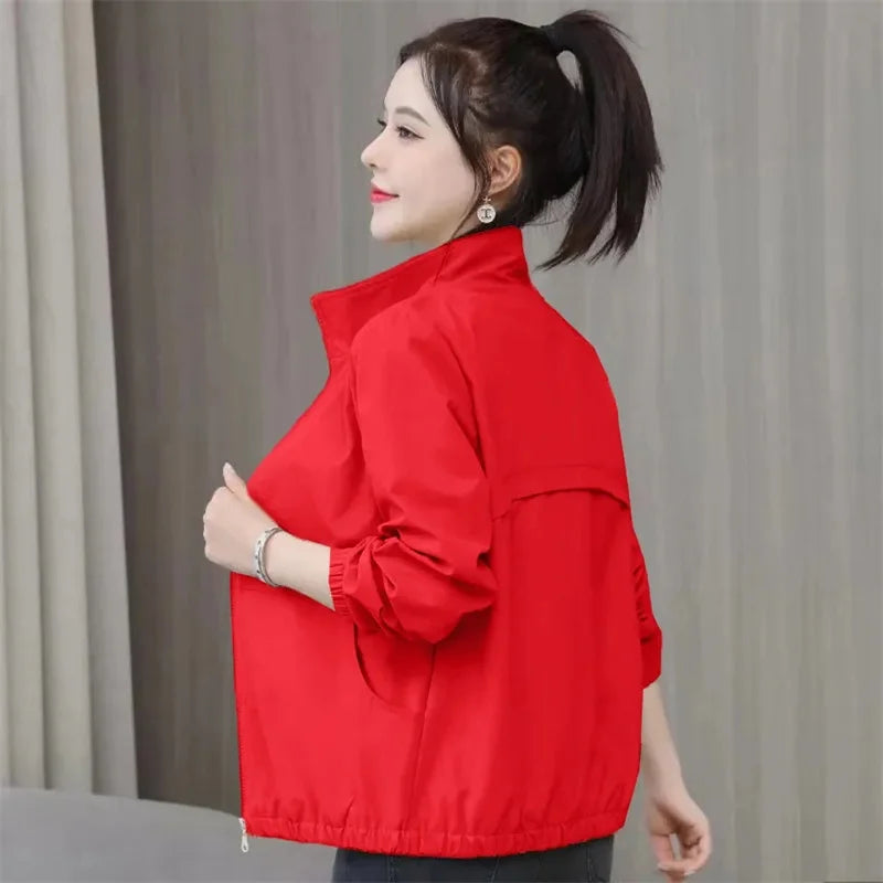 2024 New Summer Jacket Women Sun Protection Clothing Fashion Casual Zipper Thin Casual Loose Casual Loose Windbreaker Coat