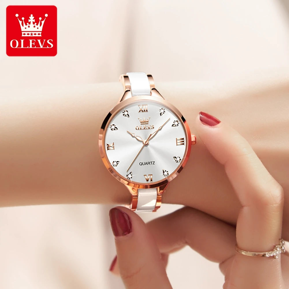 OLEVS 5872 Luxury Top Brand Watch For Women Waterproof Luminous Original Quartz Ladies Wristwatch Fashion Women's Watches