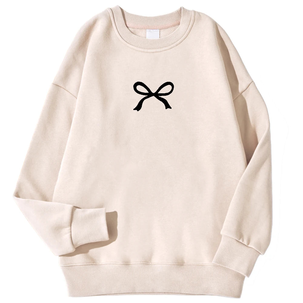 Sweat-shirts décontractés pour femmes Kawaii Bow imprimés graphiques pull confortable chaud surdimensionné sweat à capuche automne polaire doux vêtements féminins