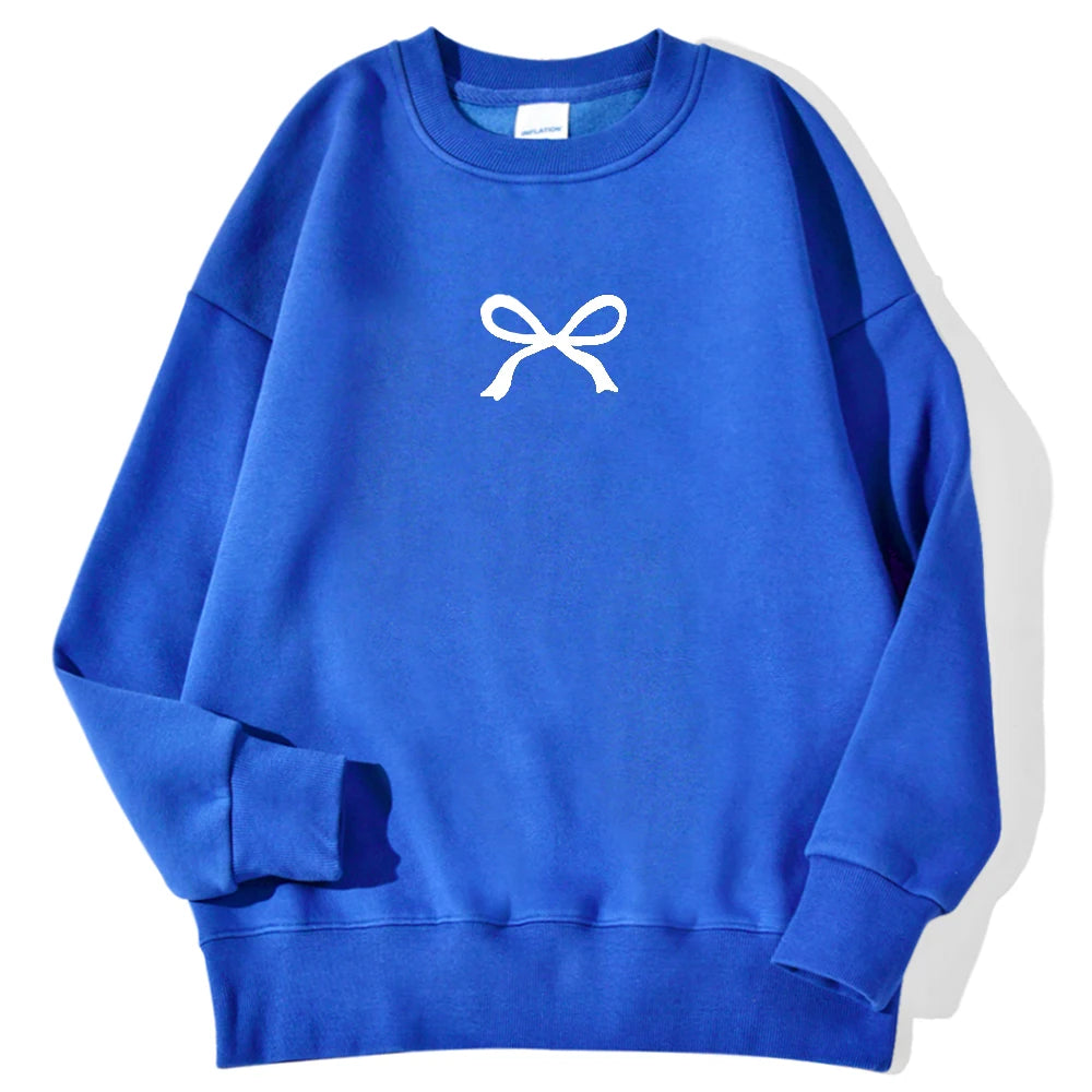 Sweat-shirts décontractés pour femmes Kawaii Bow imprimés graphiques pull confortable chaud surdimensionné sweat à capuche automne polaire doux vêtements féminins