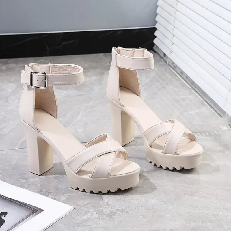 Women Fish Mouth Platform High Heels Wedges Buckle Slope Sandals Women Shoes Woman Platform High Heels Sandals High Heels