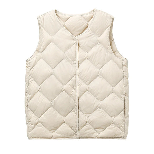 NewBang Ultra Light Down Vest Women Portable Single Breasted Lightweight Sleeveless Winter Warm Without Collar Waistcoat