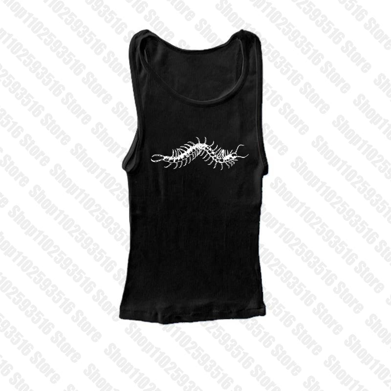 Summer y2k Printing Women Trash Centipede Vest Top women Short Crop Top Aesthetic punk Streetwear Female Tops Goth Corset tvest