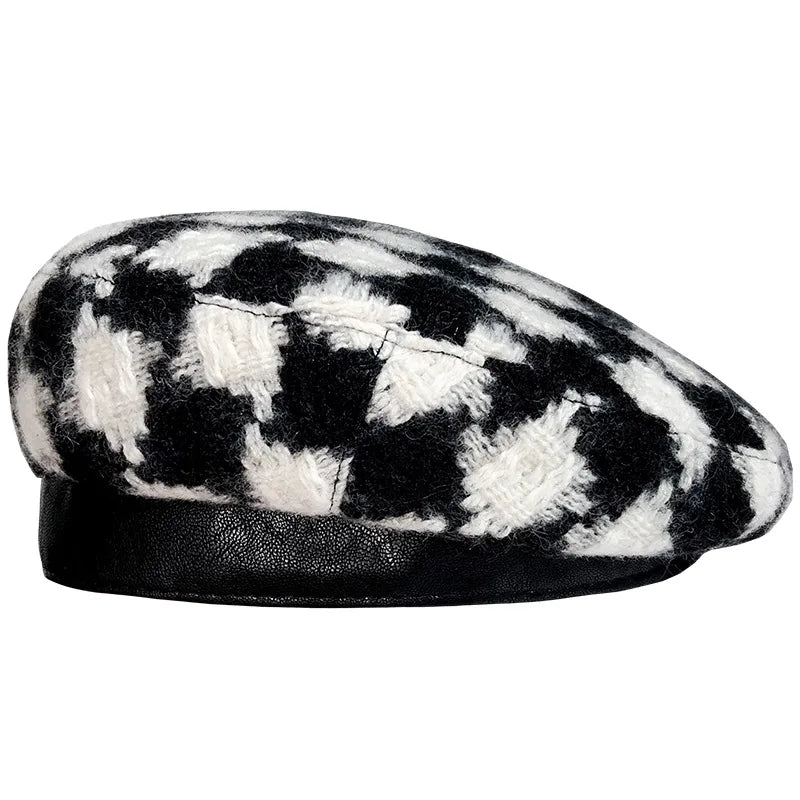 Japanese women's new style sweet classic  plaid beret