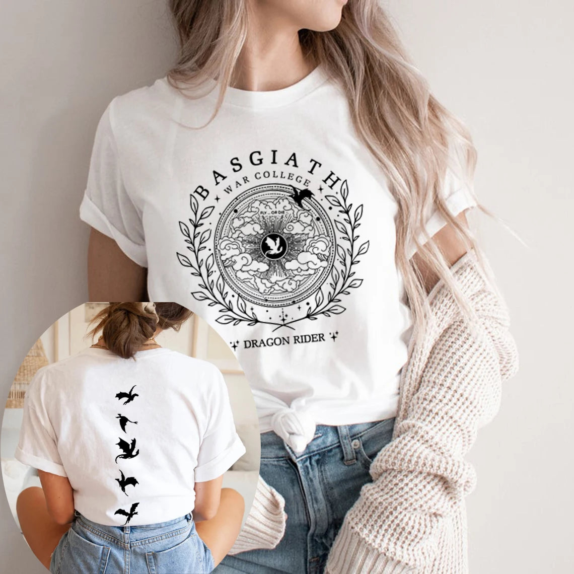 T-shirt recto verso Basgiath War College T-shirt de marchandise Fourth Wing T-shirt Bookish T-shirt graphique à manches courtes pour femmes Haut streetwear