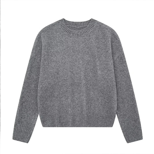 Pull à manches longues et col rond pour femme, tricot simple et chaud, doux et chic, pour l'hiver