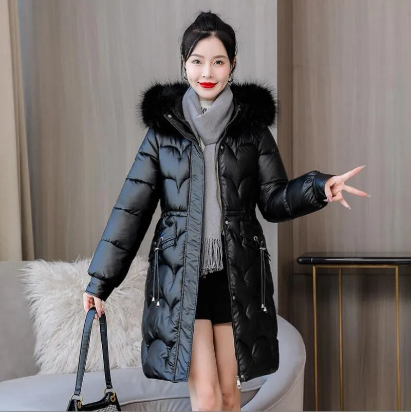 Nouvelle Veste D'hiver Parkas Femmes Manteau Col De Fourrure À Capuche Pardessus Femme Veste Épaisse Chaude Coton Rembourré Puffer Parka Vêtements D'extérieur