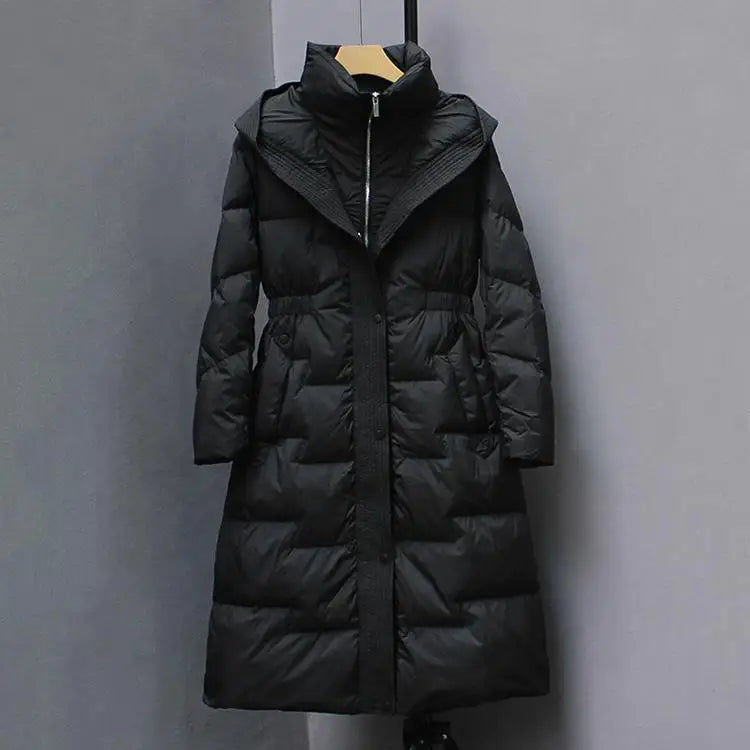 Manteaux d'hiver à capuche au-dessus du genou pour femmes, Parka imperméable épaisse et chaude à manches longues en coton rembourré, nouvelle collection 2025