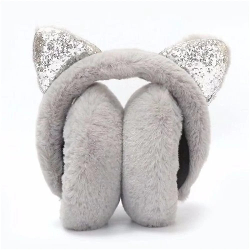 Winter Warm Plush Earmuffs for Women Girls Children Riding Ski Ear Protection Cartoon Cute Cat's Ears Fur Soft Cashmere Earflaps