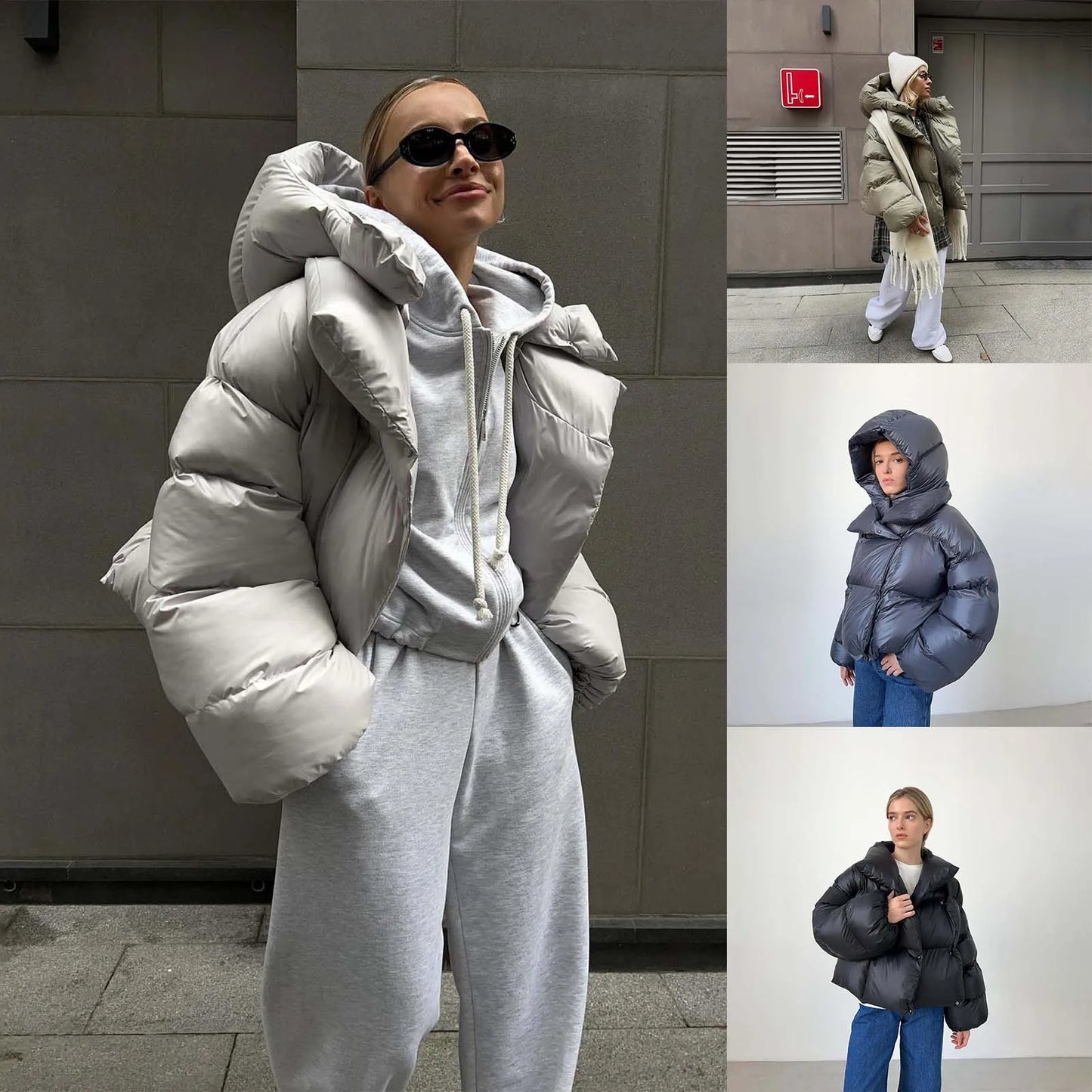 Veste matelassée d'hiver pour femme, parka épaisse et chaude, veste courte à capuche, en coton solide, rembourrée, vêtements d'extérieur