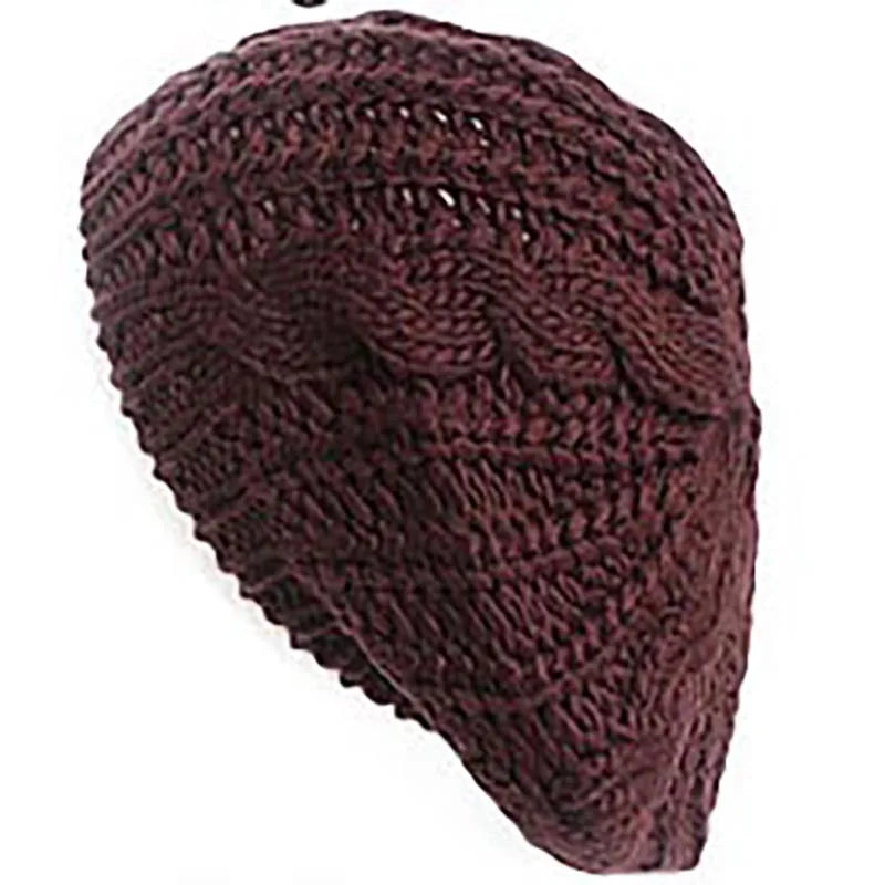 Winter  Knitted  Beanie Hat  For Women  Lady 's Twist knitting Beret   Winter  Solid  Skullies & Beanies