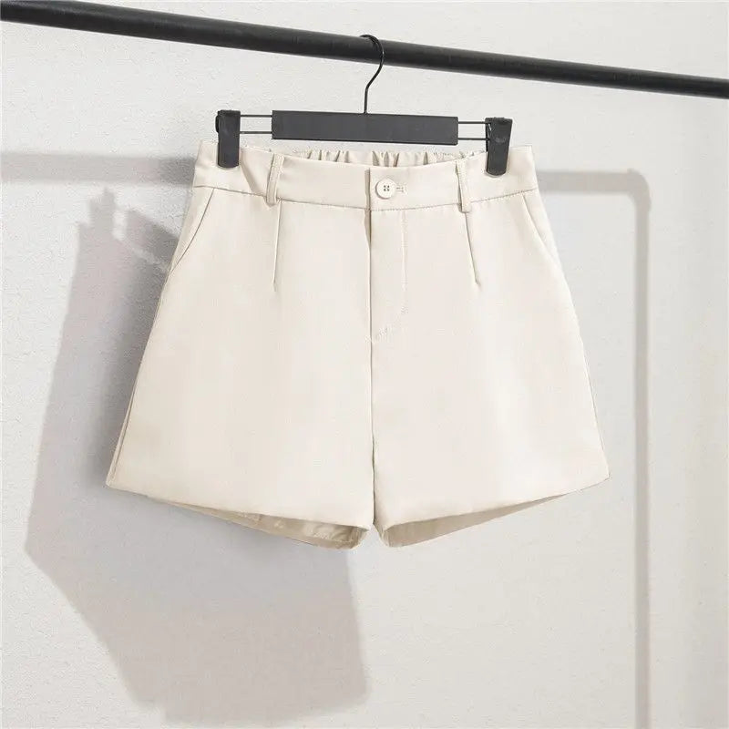 Solid Casual Elegant Trendy OL Office Lady Short Women's Pants Korean Sweet Fashion Elastic Waist Basic All-match Loose Shorts