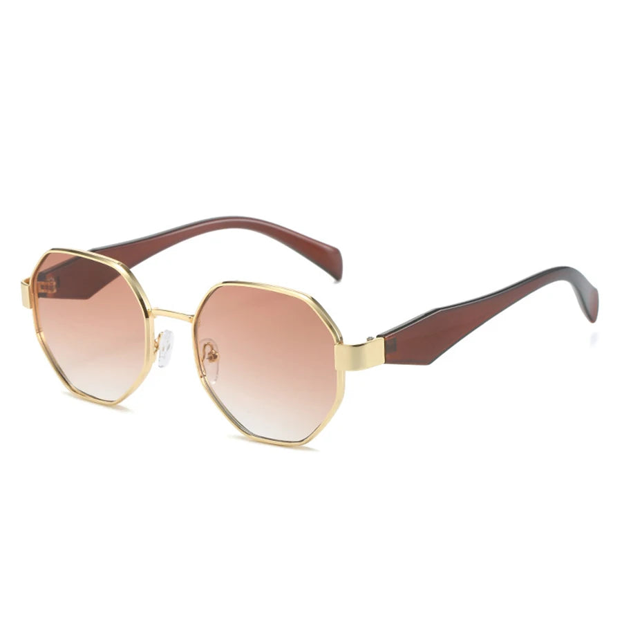 Nouvelles lunettes de soleil rétro pour femmes, monture métallique polygonale, lunettes de soleil pour hommes, marque de luxe, lunettes de soleil décoratives, Uv400