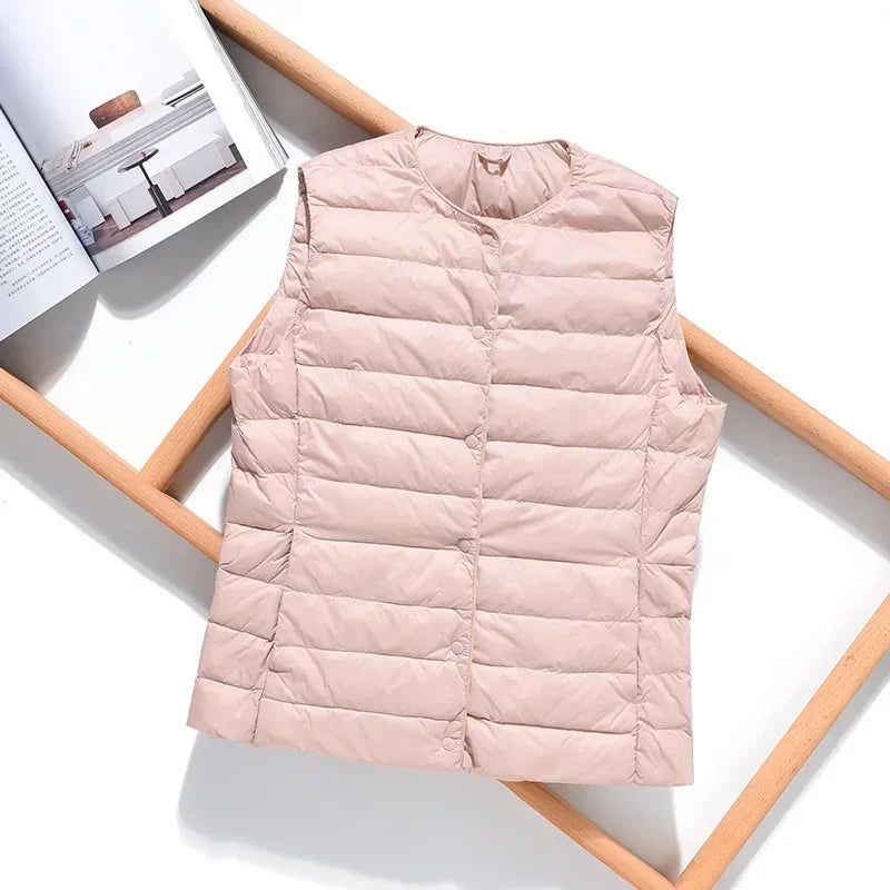 Nouveau Printemps Automne À La Mode Vêtements D'extérieur Chauds Gilets Légers Femmes Gilet Portable Chaud Sans Manches Doublure Décontracté