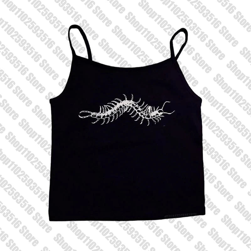 Summer y2k Printing Women Trash Centipede Vest Top women Short Crop Top Aesthetic punk Streetwear Female Tops Goth Corset tvest