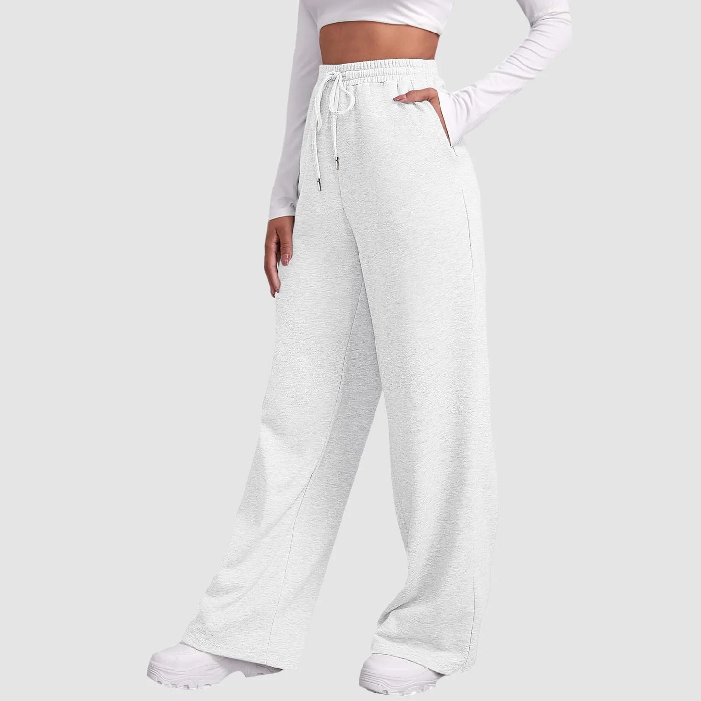 Sweatpants For Women’S Fleece Lined Straight Pants Bottom All-Math Fitness Joggers Travel Basic Wide Leg Pants Trousers Pantalon