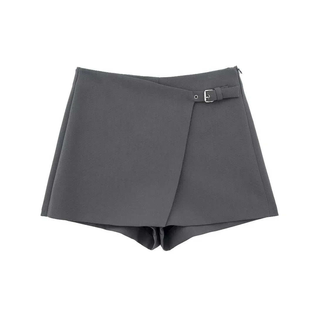 TRAF Asymmetrical Skirt Pants Women's Shorts Mini  Hight Waist Zipper Woman Fashion Skirt Pants