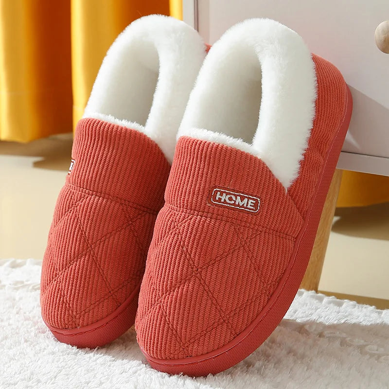 Eyriphy Women Plush Lining Slippers Corduroy Indoor Bedroom Slides Memory Foam Fluffy Fuzzy Warm Slippers Female Casual Shoes